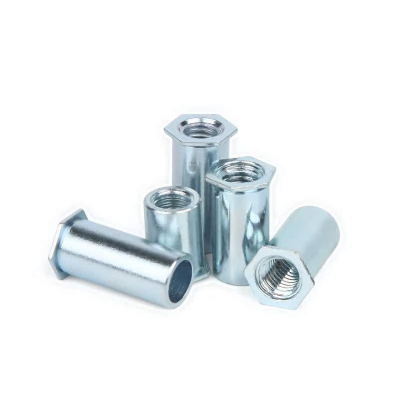 直发六角铆柱铁镀锌环保蓝白螺母柱压铆螺柱m3外径5.4国标