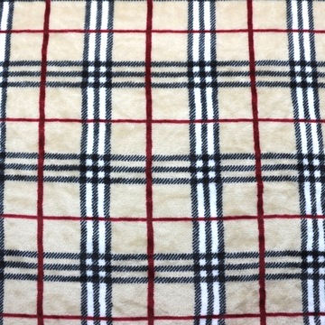 格子印花全涤双面法莱绒法兰绒毛毯浴袍面料针织印花法兰绒布面料