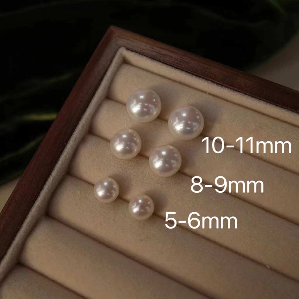高品质6A强光诸暨批发天然淡水扁圆珍珠纯银耳钉5-11mm简约耳饰