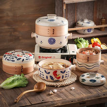 陶瓷砂锅日式蒸笼煲汤家用两用煤气灶专用耐高温小奶锅蒸锅速卖通
