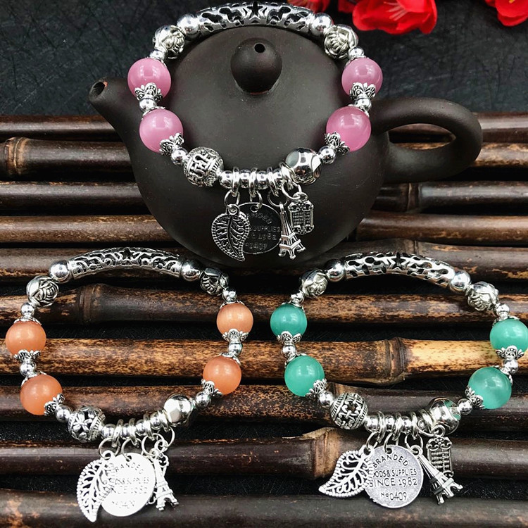 Natural Crystal Bohemian Beads Opal Beaded Bracelet Trend Multi-Element Single Circle Beaded Bracelet