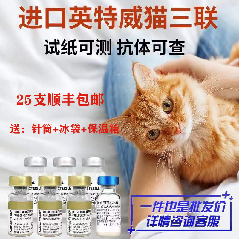 英特威猫三联疫苗全套幼猫大猫瘟猫鼻支病毒育苗小猫咪预防针