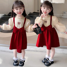 女孩洋气时髦春秋假两件套宝宝长袖1-3岁公主裙潮女童新款裙子代