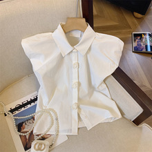 法式减龄polo领短袖衬衫女夏季新款小众设计感花朵气质上衣潮