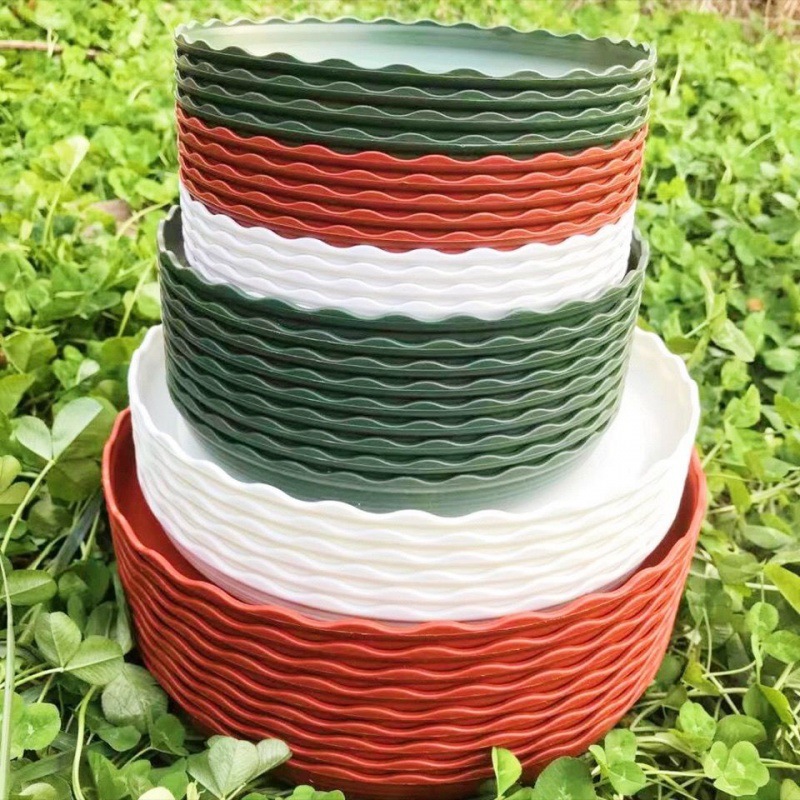 托盘花盆加厚塑料托盘圆形荷叶边花盘垫底座底盆托盆栽接水盘批发