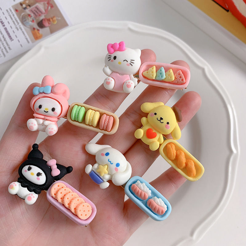 Cartoon Sanrio Snack Barrettes Ins Cute Clow M Cinnamoroll Babycinnamoroll Hair Accessories Candy Color Sweet Bang Side Clip