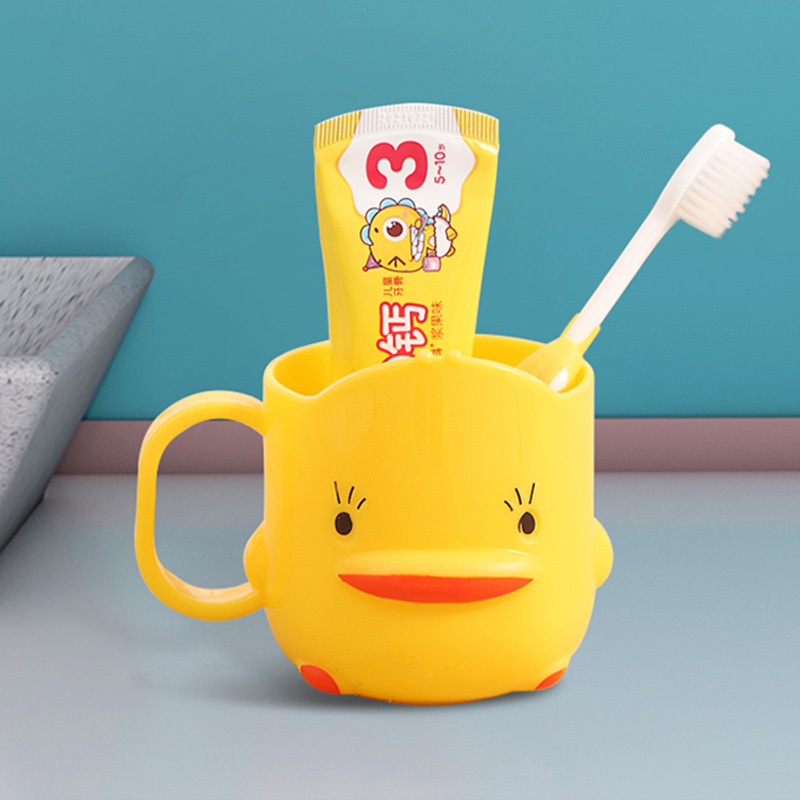 儿童口杯漱口杯加厚可爱小黄鸭子幼儿园宝宝牙刷杯塑料女孩刷牙杯