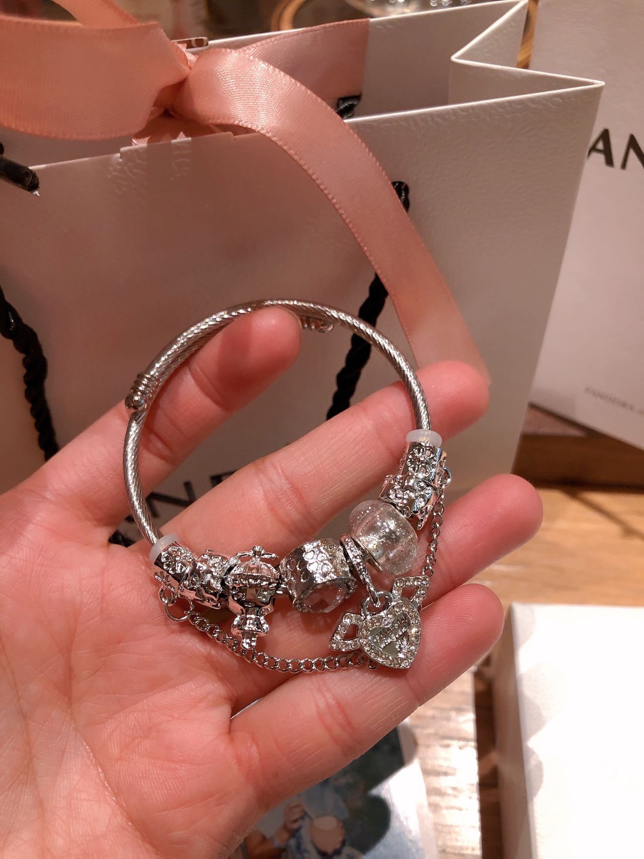 梵潘多拉帝新款手链潘家天使之翼手链串珠基础链