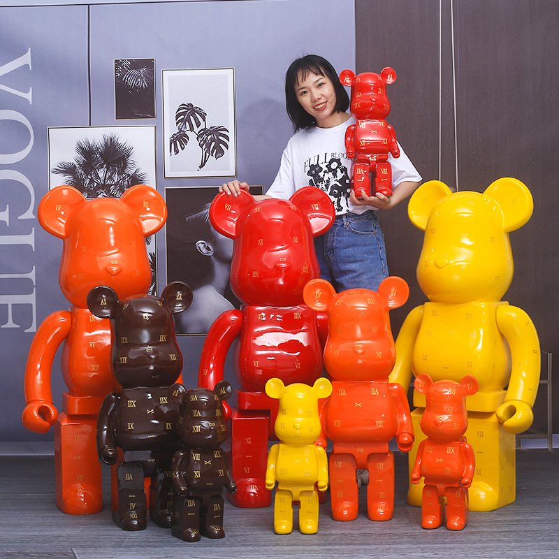 网红暴力熊公仔客厅现代玻璃钢卡通雕塑大摆件样板房酒店软装饰品