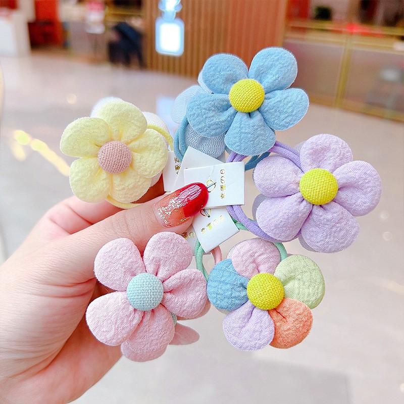 Little Girl Princess Color Flower Hair Rope Korean New Children Baby Sweet Does Not Hurt Hair Rubber Bands Hair Ring Hair Accessories