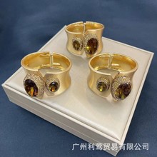 新品轻奢土耳其苏丹石手镯 流行中古镶嵌捷克钻保色电镀 首饰批发