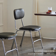 复古铁艺餐椅现代简约工业风LOFT酒吧皮革餐厅北欧咖啡厅靠背椅子