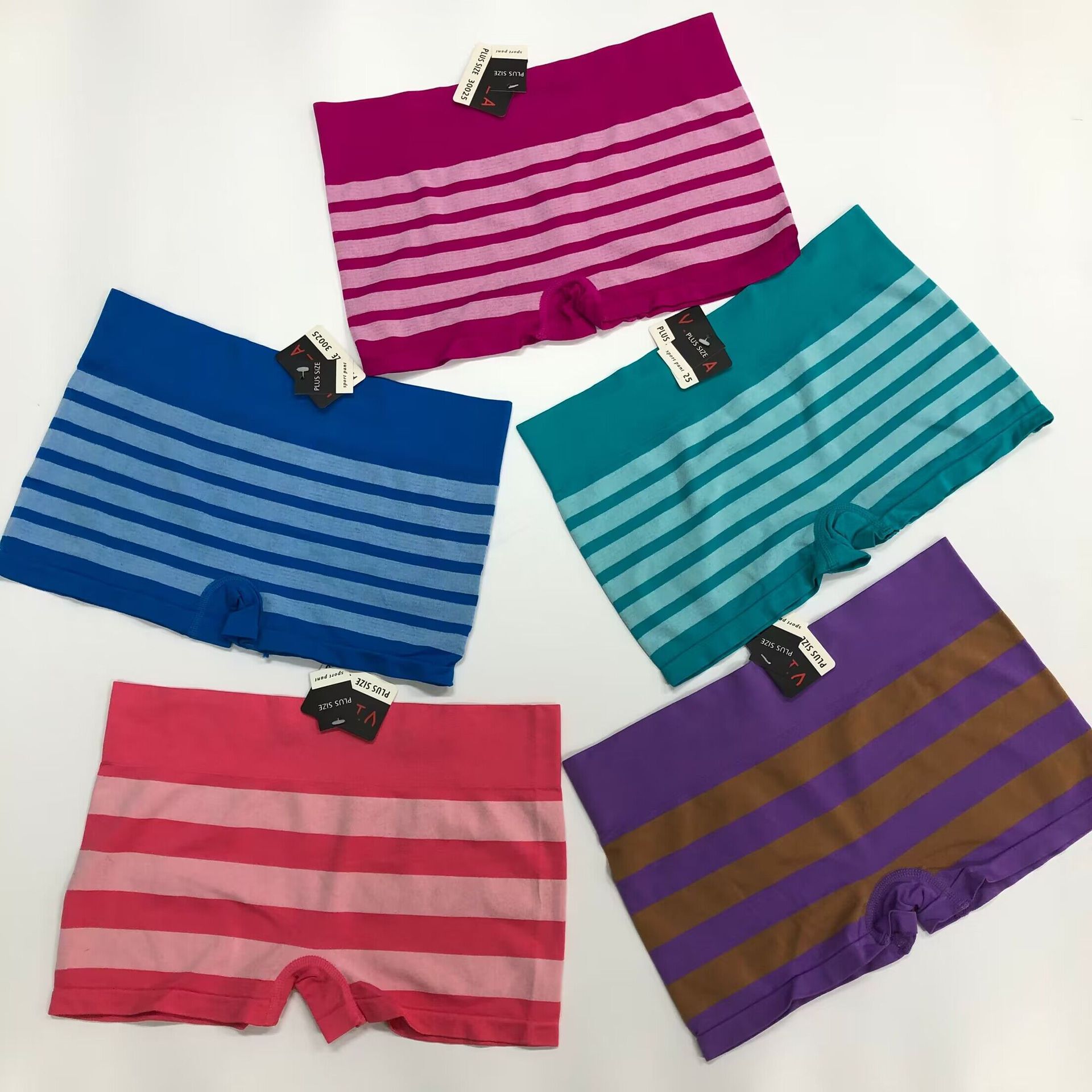 外贸运动内裤女士速干透气中腰无痕马拉松跑步打底一片式四角裤头