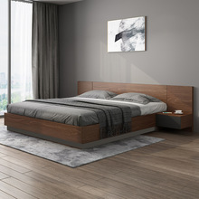 日式储物床简约主卧1.8米双人木床 北欧公寓民宿榻榻米板式床