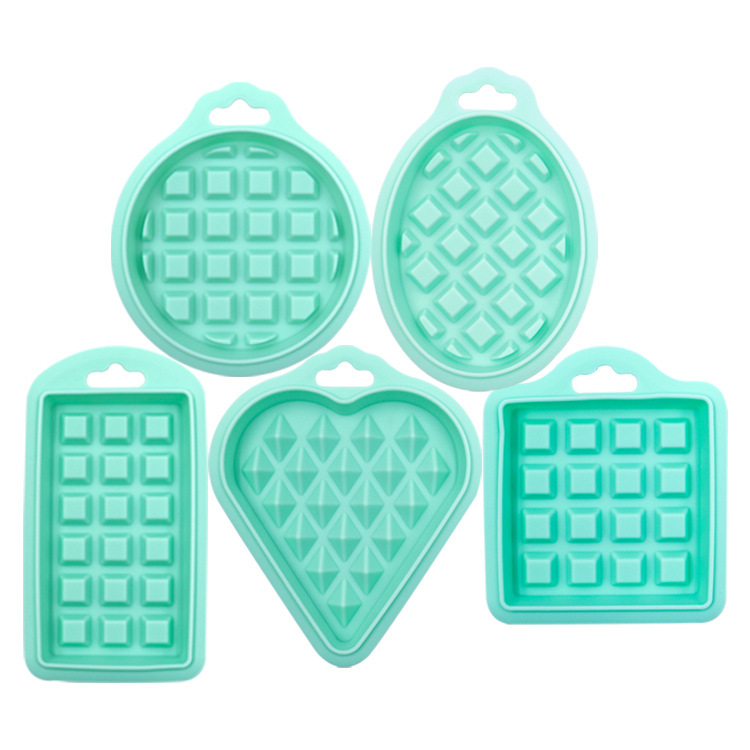 New 5-Piece Silicone Cake Mold Small Waffle Platinum Silicone Waffle Mold Household Baking Mold