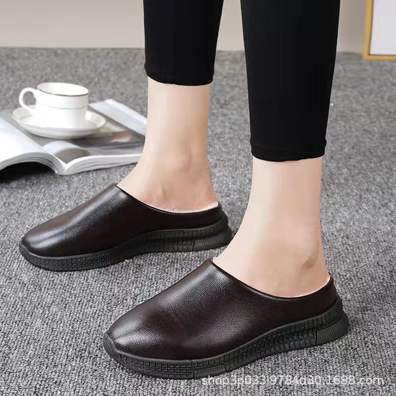 2021 New Autumn and Winter Warm Couple Cold-Proof Warm Indoor and Outdoor Slippers Half Pack Lightweight Comfortable and Non-Slip Home