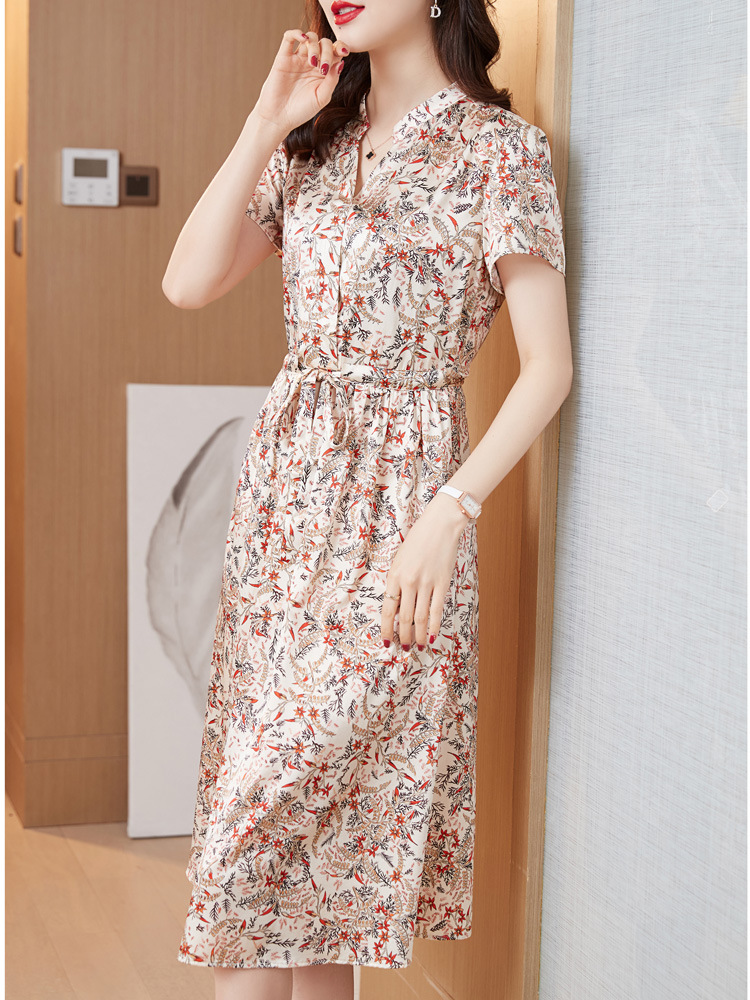断码清仓杭州重磅真丝连衣裙夏季新款大牌妈妈气质碎花裙子-阿里巴巴