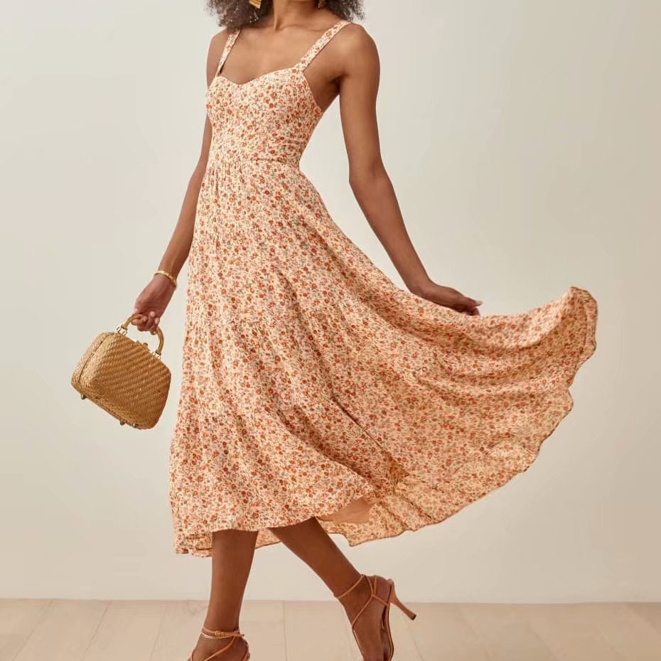 山本超仙女初恋很仙法国小众碎花连衣裙长裙欧美跨境电商亚马逊爆款