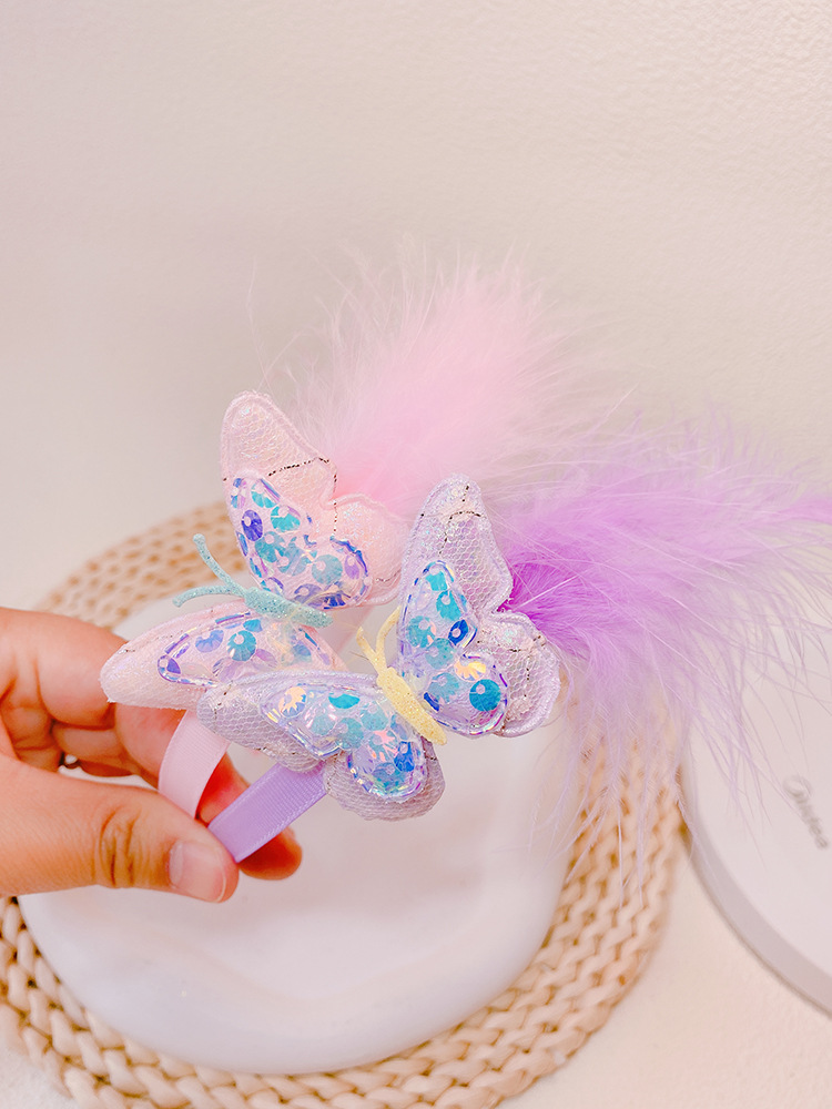 义乌地摊文具店头饰2元店批发网红女秋冬羽毛翅膀发箍头箍头扣g59