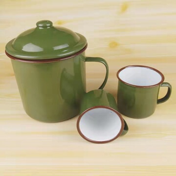 老式怀旧复古经典搪瓷杯军绿色部队野外露营撸串定制logo