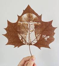 Leaf carving photo handmade creative peace leaf carving跨境