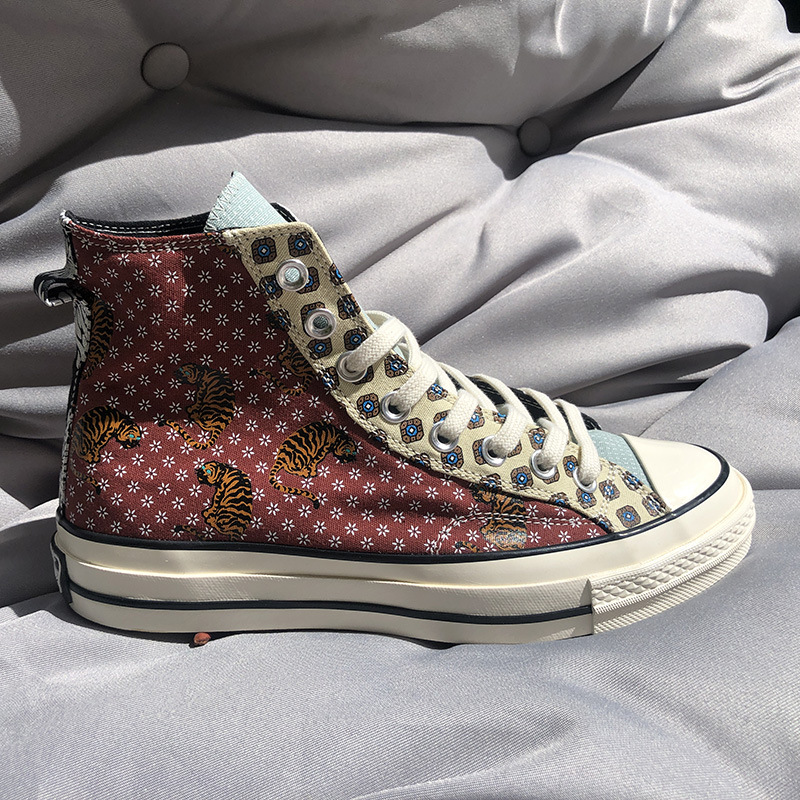 波尼邦克1970s星标腰果花帆布鞋小雏菊拼色滑板鞋百搭学生鞋ins潮