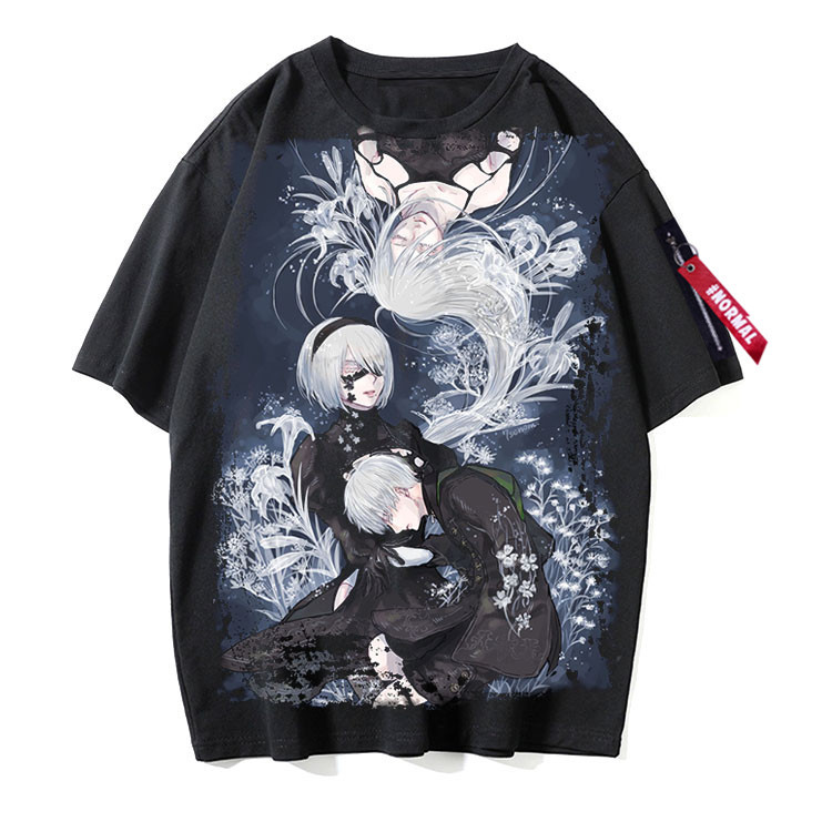 尼尔机械纪元黑色t恤男女短袖周边亚马逊服饰跨境外贸速卖通