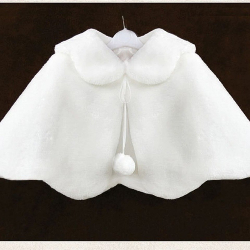 婴儿斗篷秋季新款儿童披风白色秋冬女童披肩女孩公主裙小外套坎肩