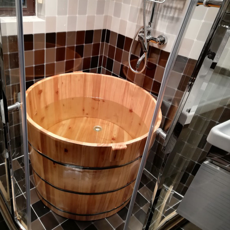 圆形木桶泡澡浴桶药浴熏蒸洗澡成人小孩浴盆浴缸带盖家用实木浴桶