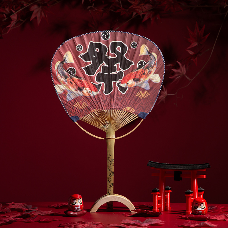 琉球原风神馆日本扇子日式团扇和风日系红蓝夏日祭浮世绘摆件包邮