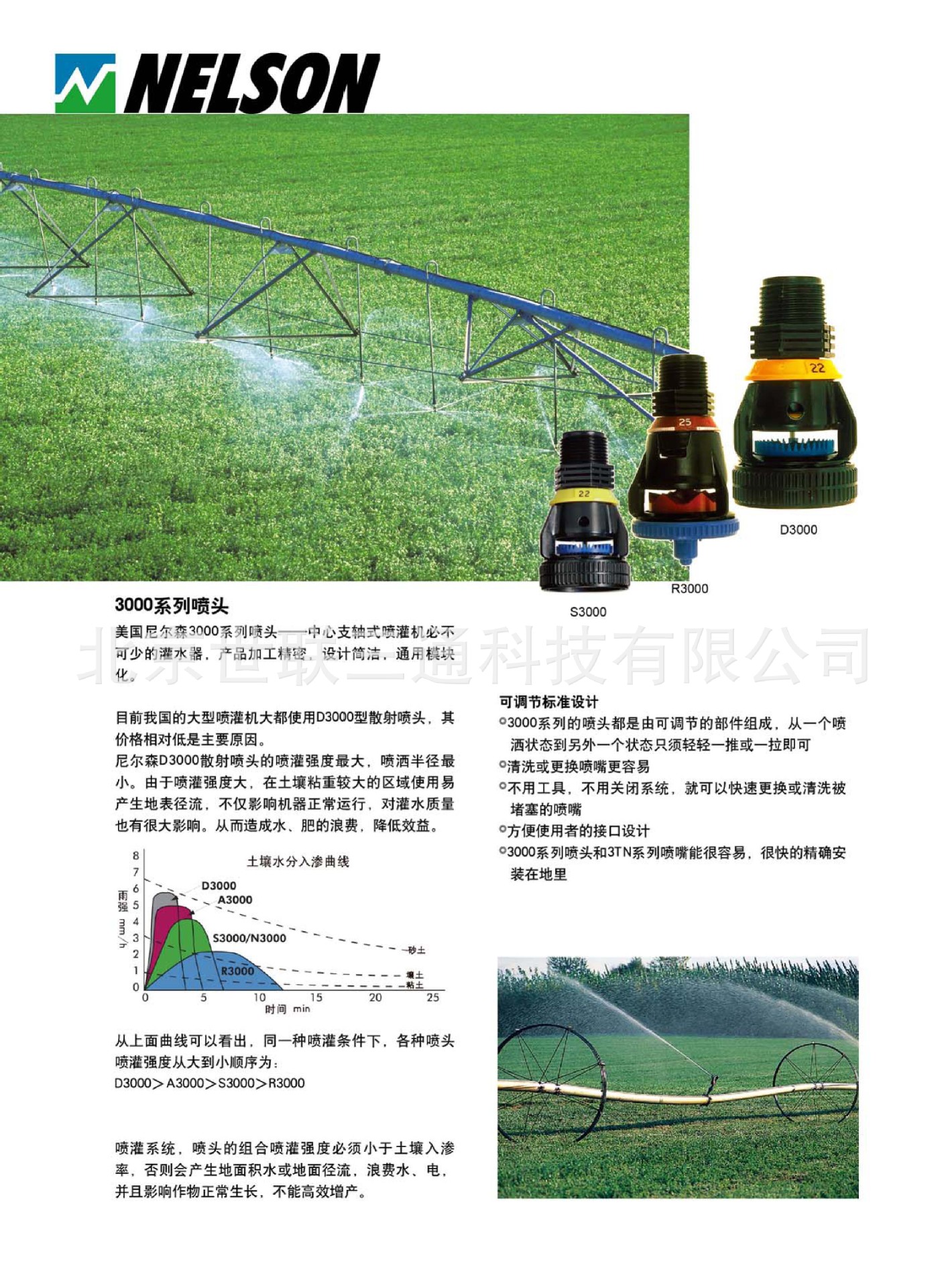 美国尼尔森喷灌机d3000r3000o3000喷头 平移式指针式360度喷灌