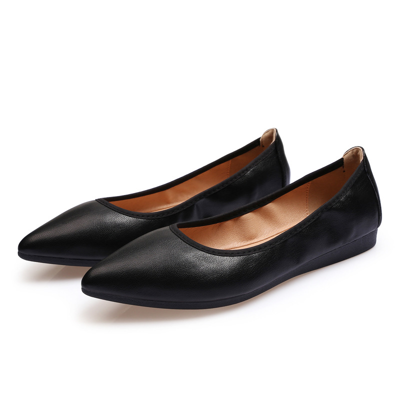 职业软皮工作鞋女黑色公务员面试正装高跟鞋空乘空姐礼仪通勤女鞋