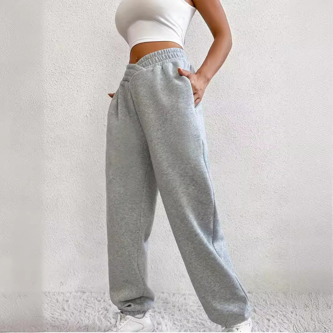 跨境爆款纯色宽松基本款慢跑运动裤,秋冬百搭舒适长裤,女装-阿里巴巴