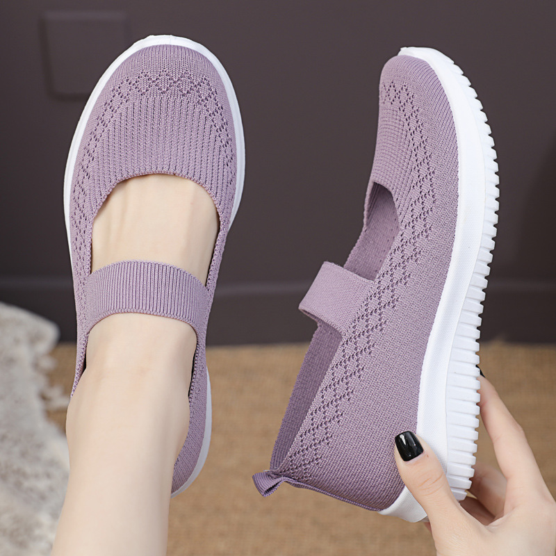 Walking Shoes Women's Autumn New Old Beijing Cloth Shoes Old Breathable Old Lady One-Strap Elderly Non-Slip Mom Shoes