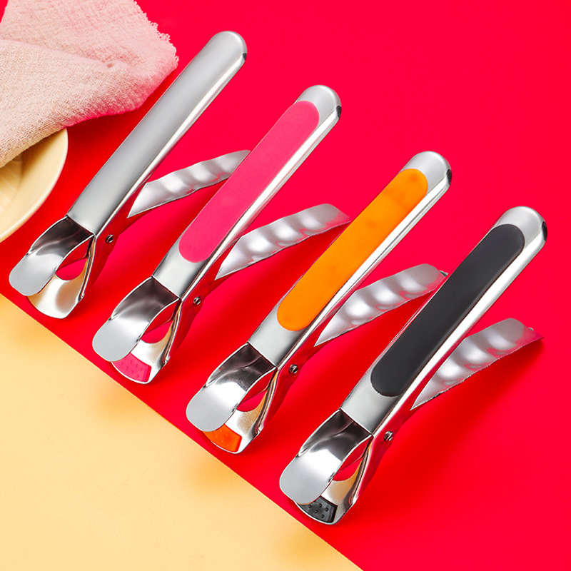 kitchen household dish-grabbing device stainless steel anti-scald clamp multi-functional dish clamp bowl clip silicone non-slip