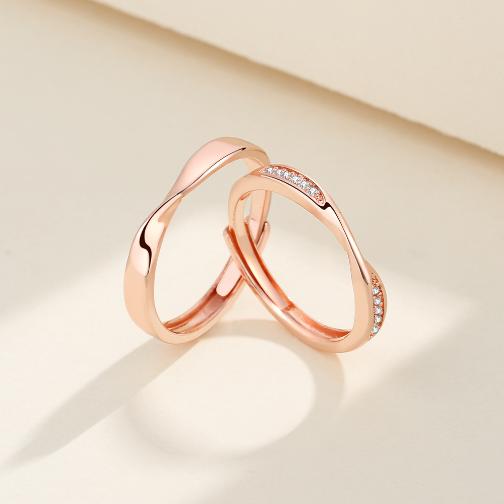卡洛歌 520情人节莫比乌斯环情侣对戒男女一对轻奢玫瑰金活口指环