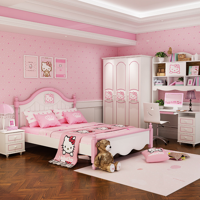 欧式儿童床女孩1.5米单人公主床少女梦幻城堡儿童房家具组合套装