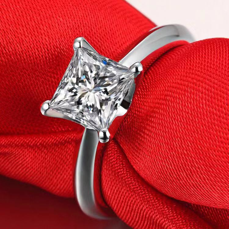 直播微商专供厂家直销通灵六爪钻戒莫桑钻戒指 纯银镀18k金戒指