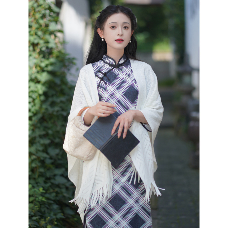 复古文艺春夏百搭针织开衫民国风外套搭配旗袍披肩斗篷2024新款