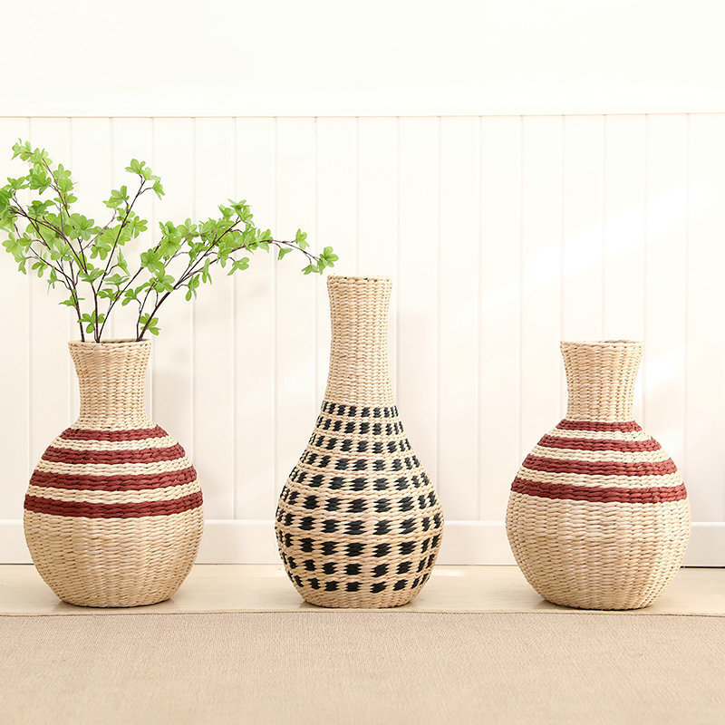 手工编织花篮草编藤编手提插花花篮干花花瓶工艺品花蓝