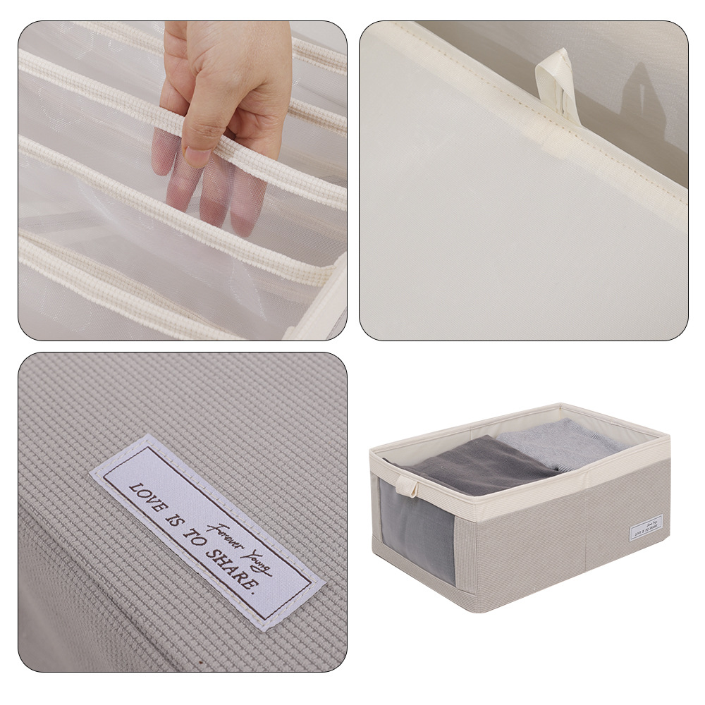 New Products in Stock Direct Sales Sheer Mesh Hualian Japanese and Korean Clothes Storage Box Foldable Wardrobe Storage Finishing Box