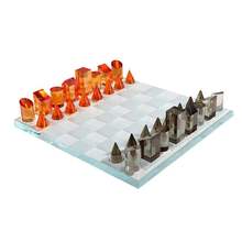 北欧简约水晶国际象棋盘棋子摆件现代样板间客厅家居软装饰品