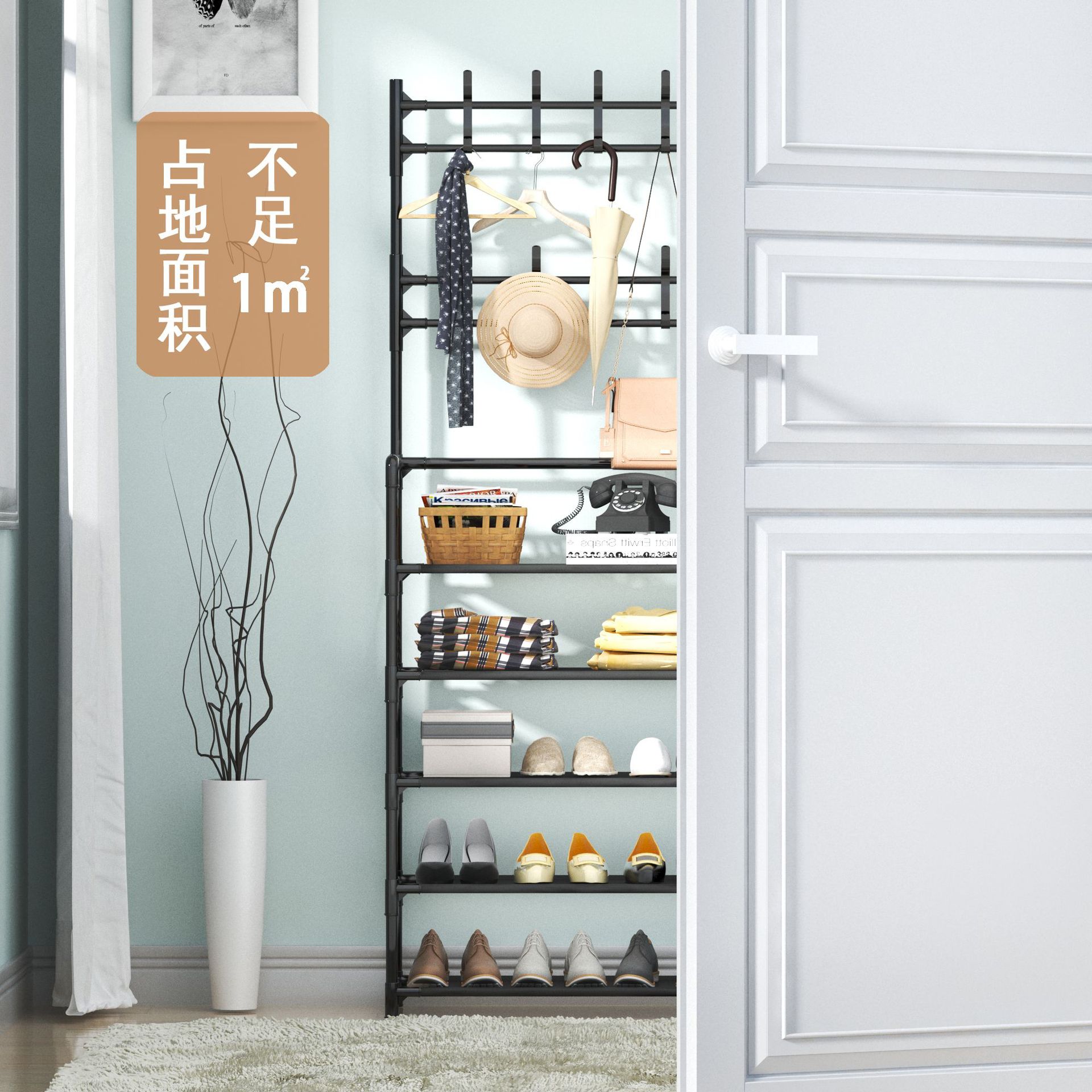 Hanger Floor Bedroom Hanger Coat Rack Wooden Shoe Rack Entrance Clothes Hanging Rack Doorway Shoe Cabinet Home Integrated