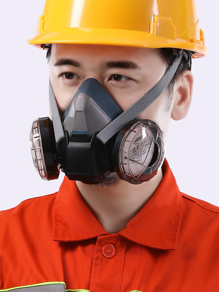 双罐防尘口罩防工业粉尘打磨灰粉可水洗透气易呼吸防护面罩面具