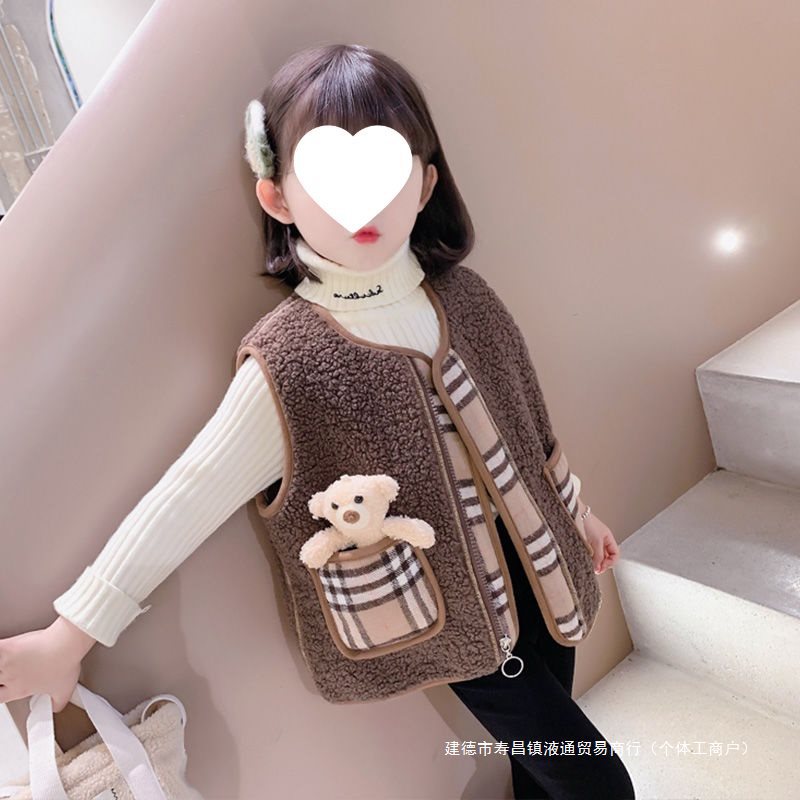 童装女童马甲春秋外穿女宝宝上衣小童背心羊羔毛坎肩婴儿儿童装潮