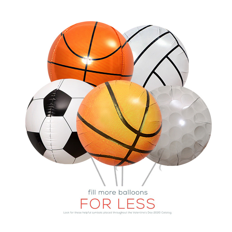 Cross-Border Party Toys Balloon Volleyball Basketball Football Rugby Baseball Shape Aluminum Film round Balloon Grand Trophy