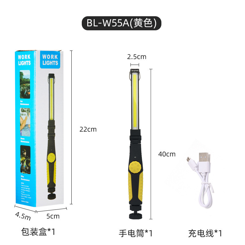 Cob Charging Long Work Lights Portable Dimmable LED Inspection Lamp Bottom with Magnet Emergency Lighting Lamp