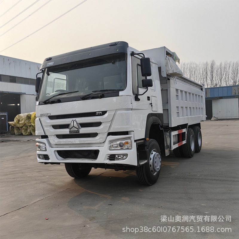二手出口豪沃前四后八轮6×4工程自卸车375后翻式翻斗渣土自卸车