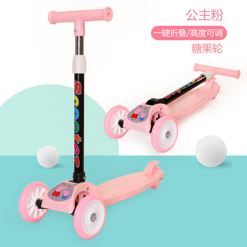 Factory Wholesale Folding Children's Scooter 2-8 Years Old Three-Wheel Flash Bicycle Height Scooter Children's Toy Car