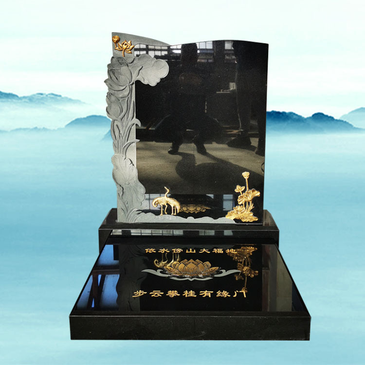印度黑艺术墓碑 莲花雕艺 陵园火葬碑